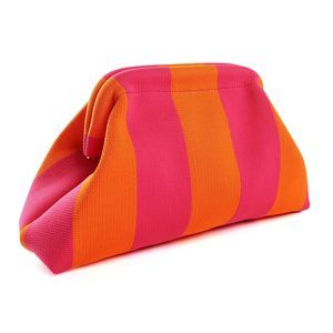 Woven Dumpling Bags Pink And Green Purse Colorblock Clutch Crochet c: